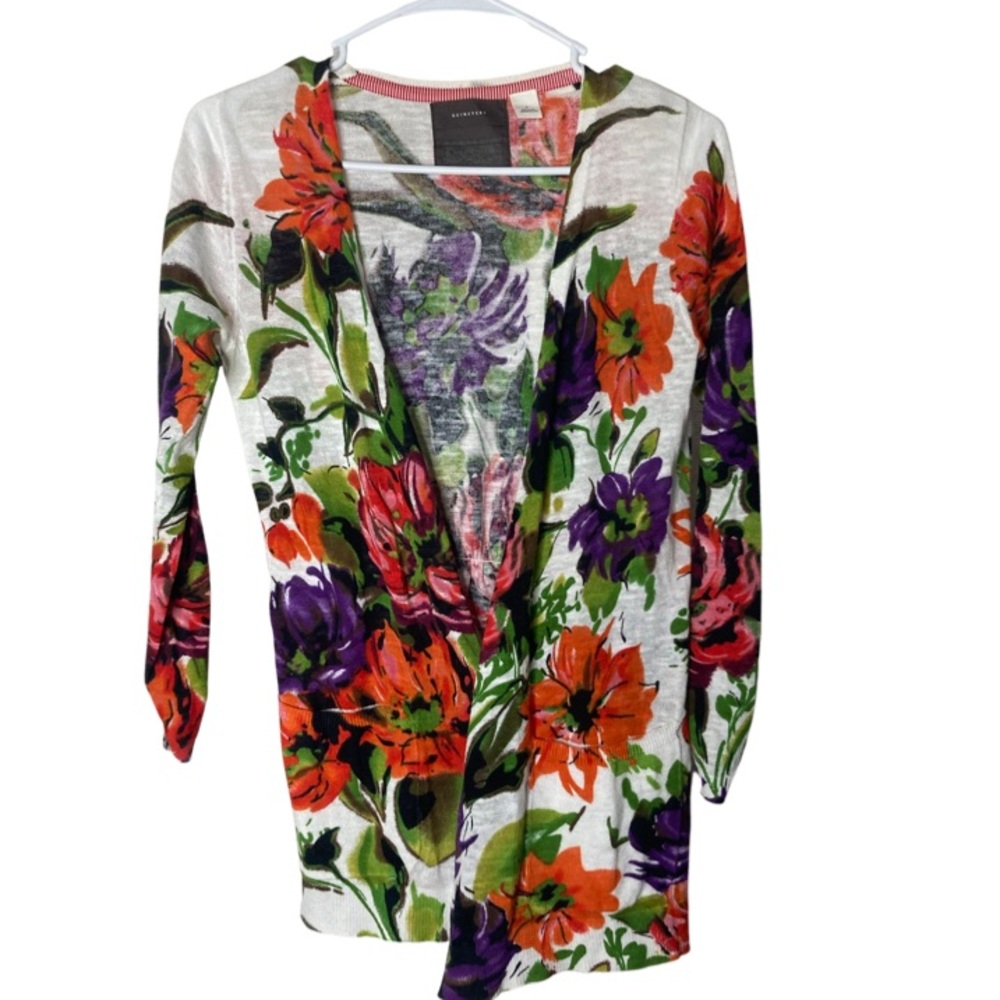 Anthropologie Guinevere Floral Cardigan Sweater